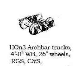 PSC 3492 - HOn3 ARCH BAR TRUCK KIT -  RGS - C&S - 4' WHEELBASE - HOn3