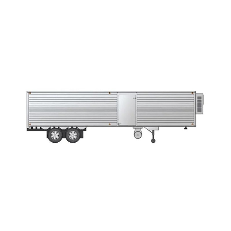 RAPIDO 403068 - FRUEHAUF 40' FLUTED SIDE VOLUME VAN WITH SIDE DOOR AND CLIP ON REEFER - SILVER UNLETTERED - HO SCALE