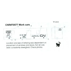 BLACK CAT DECAL - BC162 - CANADIAN NATIONAL MAINTENANCE OF WAY CARS - HO SCALE