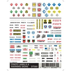 WOODLAND DT560 - CRATE LABELS & WARNING SIGNS - HO SCALE