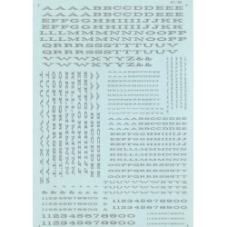 MICROSCALE DECAL 90014 - ALPHABET EXTENDED RAILROAD ROMAN SILVER