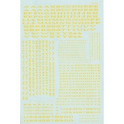 MICROSCALE DECAL 90016 - ALPHABET EXTENDED RAILROAD ROMAN YELLOW