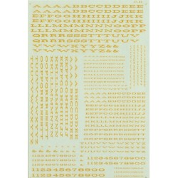 MICROSCALE DECAL 90018 - ALPHABET EXTENDED RAILROAD ROMAN DULUX GOLD - HO SCALE