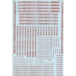 MICROSCALE DECAL 90025 - ALPHABET CONDENSED GOTHIC RED - HO SCALE