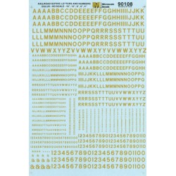 MICROSCALE DECAL 90108 - ALPHABET RAILROAD GOTHIC BLUE - HO SCALE