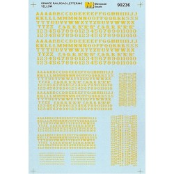 MICROSCALE DECAL 90236 - ALPHABET ORNATE RAILROAD YELLOW - HO SCALE