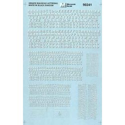 MICROSCALE DECAL 90241 - ALPHABET ORNATE RAILROAD WHITE WITH BLACK SHADOW - HO SCALE