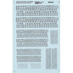 MICROSCALE DECAL 90244 - ALPHABET ORNATE RAILROAD SILVER WITH BLACK SHADOW - HO SCALE