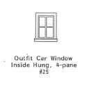 GRANDT LINE 25 - OUTFIT CAR INSIDE HUNG 4 PANE WINDOW - O SCALE