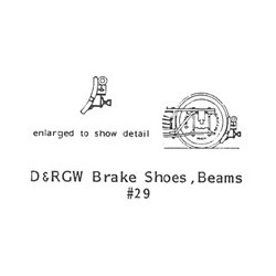 GRANDT LINE 29 - D&RGW BRAKE SHOES & BEAM SET - O SCALE