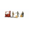 WOODLAND A2744 PAINTED FIGURES - WORKERS WITH FORKLIFT - O SCALE