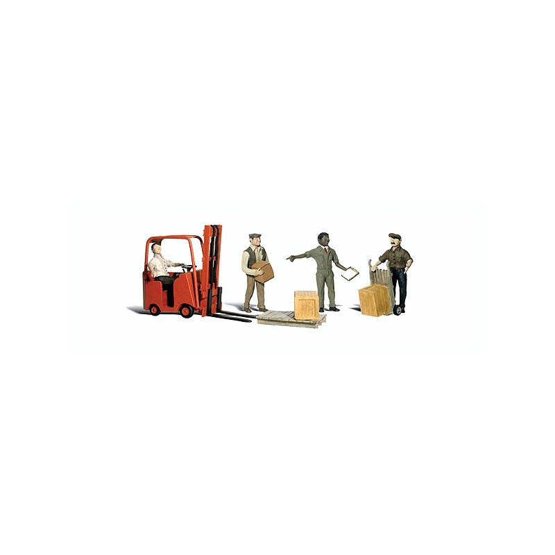 WOODLAND A2744 PAINTED FIGURES - WORKERS WITH FORKLIFT - O SCALE