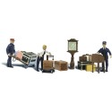 WOODLAND A2757 PAINTED FIGURES - DEPOT WORKERS AND ACCESSORIES - O SCALE
