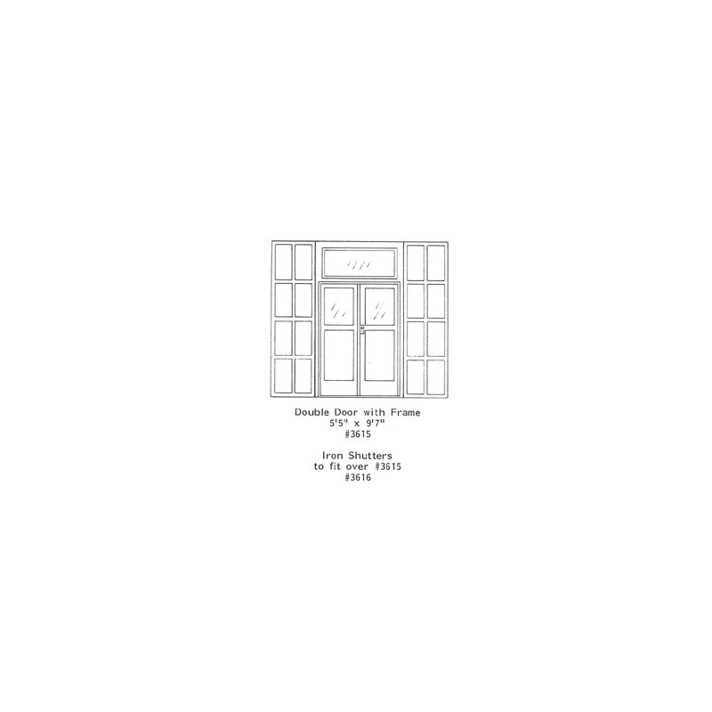 GRANDT LINE 3615 - DOUBLE DOOR WITH FRAME - 5'5" X 9'7" - O SCALE