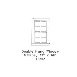 GRANDT LINE 3702 - DOUBLE HUNG WINDOW - 8 PANE - 27" x 48" - O SCALE