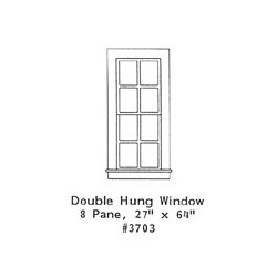 GRANDT LINE 3703 - DOUBLE HUNG WINDOW - 8 PANE - 27" x 64" - O SCALE
