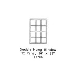 GRANDT LINE 3704 - DOUBLE HUNG WINDOW - 12 PANE - 36" x 56" - O SCALE