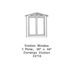 GRANDT LINE 3710 - STATION WINDOW - 2 PANE - 36" x 44" - O SCALE