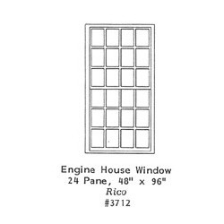 GRANDT LINE 3712 - ENGINE HOUSE WINDOW - 24 PANE - 48" x 96" - O SCALE