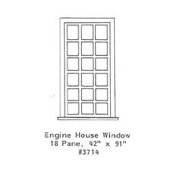 GRANDT LINE 3714 - ENGINE HOUSE WINDOW - 16 PANE - 42" x 91" - O SCALE