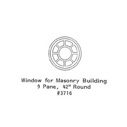 GRANDT LINE 3716 - WINDOW FOR MASONRY BUILDING - 9 PANE - 42" ROUND - O SCALE