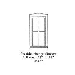 GRANDT LINE 3720 - DOUBLE HUNG WINDOW - 4 PANE - 33" x 65" - O SCALE
