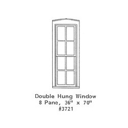 GRANDT LINE 3721 - DOUBLE HUNG WINDOW - 8 PANE - 36" x 70" - O SCALE