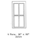 GRANDT LINE 3724 - DEPOT WINDOW - 4 PANE - 36" x 80" - O SCALE