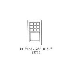 GRANDT LINE 3726 - DEPOT WINDOW - 10 PANE - 24" x 44" - O SCALE