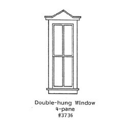 GRANDT LINE 3736 - DOUBLE HUNG WINDOW - 4 PANE - O SCALE