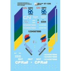 MICROSCALE DECAL 60-1226 - CANADIAN NATIONAL / CANADIAN PACIFIC EXPO 86 DIESEL LOCOMOTIVES - N SCALE