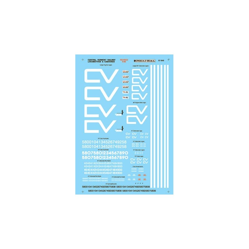 MICROSCALE DECAL 60-846 - CENTRAL VERMONT DIESEL LOCOMOTIVES & CABOOSES - N SCALE