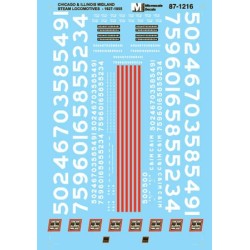 MICROSCALE DECAL 60-1216 - CHICAGO & ILLINOIS MIDLAND STEAM LOCOMOTIVES - N SCALE
