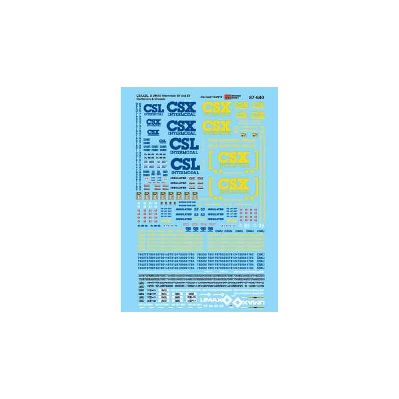 MICROSCALE DECAL 60-640 - CSX INTERMODAL CONTAINERS - N SCALE