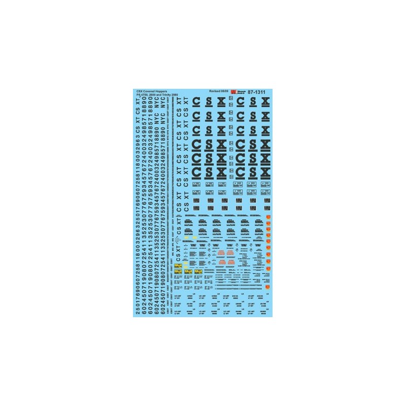 MICROSCALE DECAL 60-1311 - CSX COVERED HOPPERS - N SCALE
