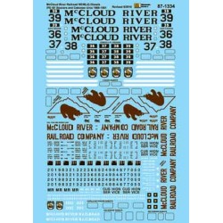 MICROSCALE DECAL 60-1334 - McCLOUD RIVER RAILROAD - DIESELS - BOXCARS - CABOOSES - N SCALE