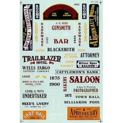 MICROSCALE DECAL 60-162 - WESTERN COWTOWN SIGNS - N SCALE