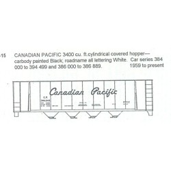 CDS DRY TRANSFER S-15 CANADIAN PACIFIC 4 BAY COVERED HOPPER - S SCALE