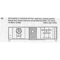 CDS DRY TRANSFER N-63  DELAWARE & HUDSON 40' BOXCAR - N SCALE