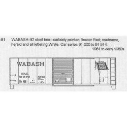 CDS DRY TRANSFER N-91  WABASH 40'  BOXCAR - N SCALE